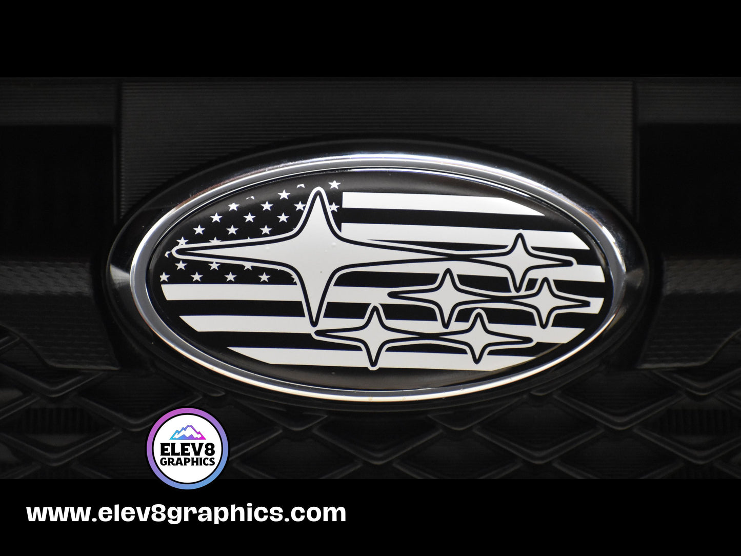 Emblem Overlay Set- FRONT & REAR OVERLAYS- For Subaru: American Flag Design - Fits Multiple Models- Multiple Colors