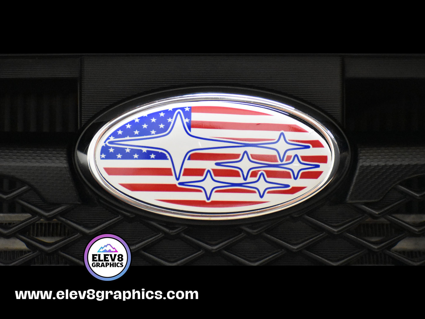Emblem Overlay Set- FRONT & REAR OVERLAYS- For Subaru: American Flag Design - Fits Multiple Models- Multiple Colors
