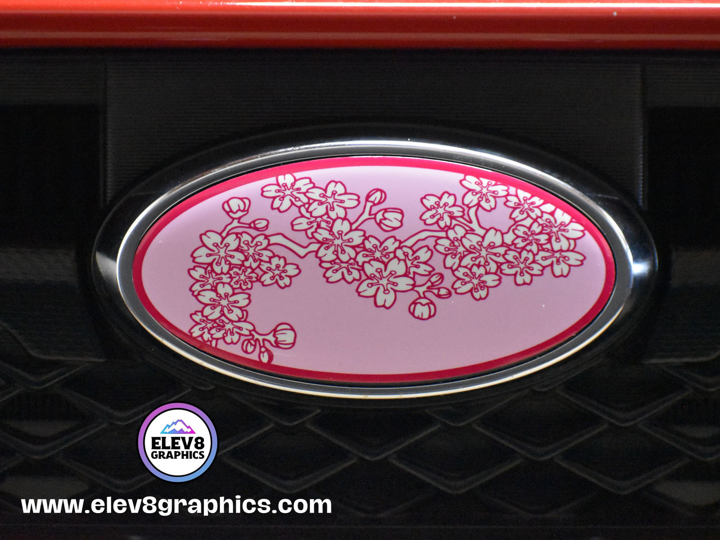 Emblem Overlay Set- FRONT & REAR OVERLAYS- For Subaru: Cherry Blossom Magenta Outline Overlay - Two Color Options - Fits Multiple Models