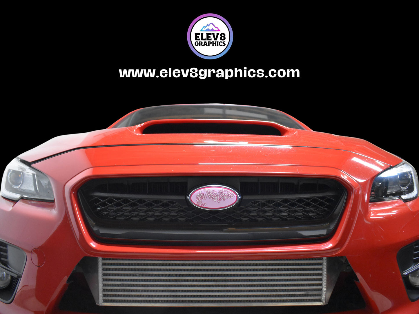 Emblem Overlay Set- FRONT & REAR OVERLAYS- For Subaru: Cherry Blossom Magenta Outline Overlay - Two Color Options - Fits Multiple Models
