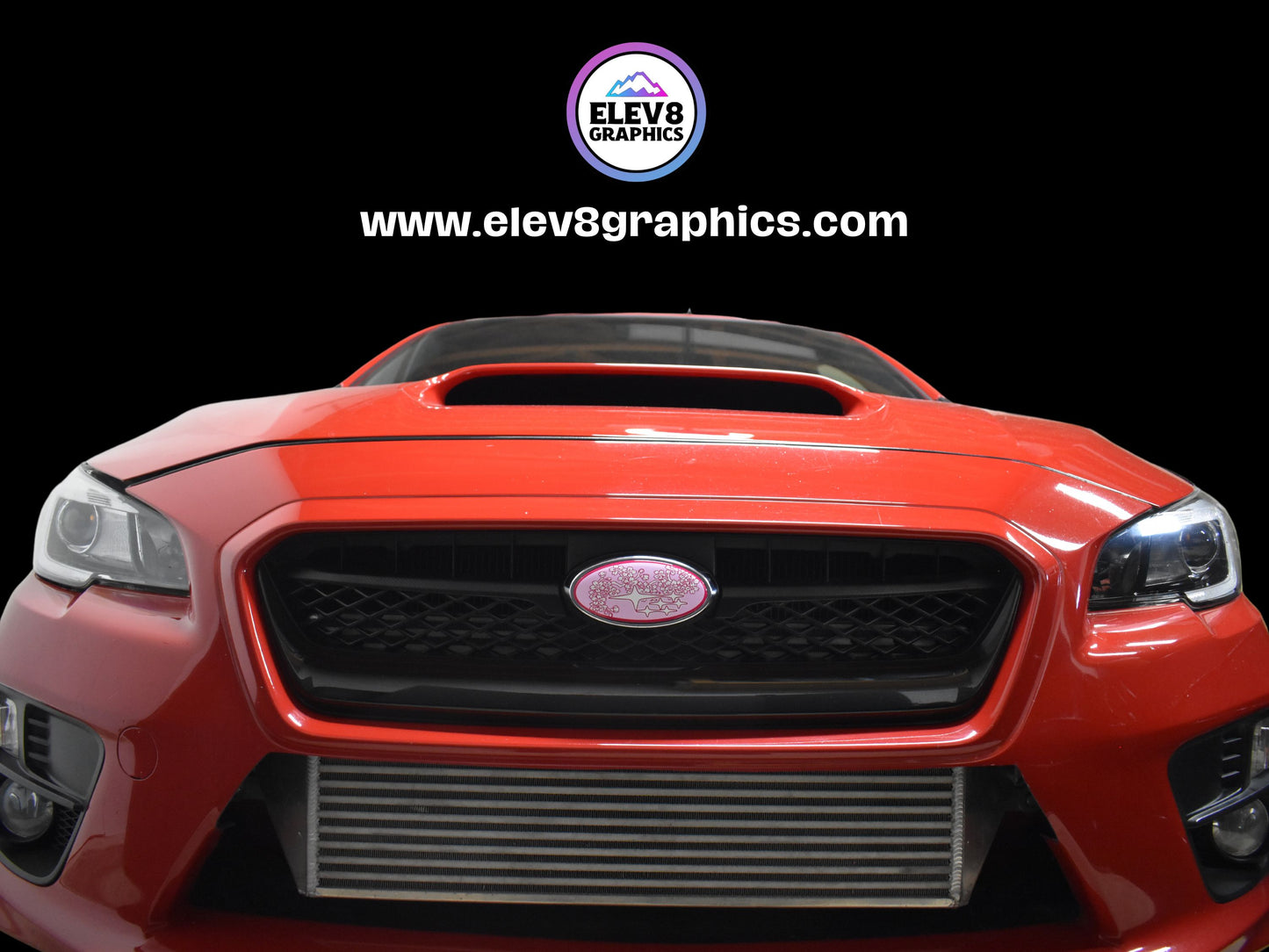 Emblem Overlay Set- FRONT & REAR OVERLAYS- For Subaru: Cherry Blossom Magenta Outline Overlay - Two Color Options - Fits Multiple Models