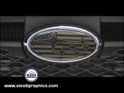 Single Emblem Overlay for Subaru: American Flag Design - Fits Multiple Models- Multiple Colors