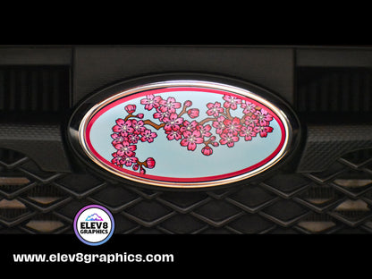 Single Emblem Overlay for Subaru: Cherry Blossom Full Color Overlay -Two Color Options - Fits Multiple Models