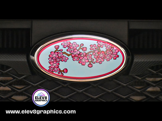 Emblem Overlay Set | Cherry Blossom | Full Color Sky Blue/Pink|  Fits Subaru