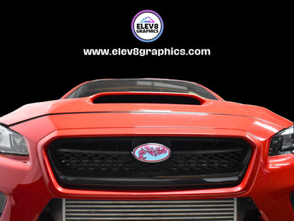 Single Emblem Overlay for Subaru: Cherry Blossom Full Color Overlay -Two Color Options - Fits Multiple Models