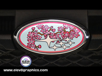 Single Emblem Overlay for Subaru: Cherry Blossom Full Color Overlay -Two Color Options - Fits Multiple Models