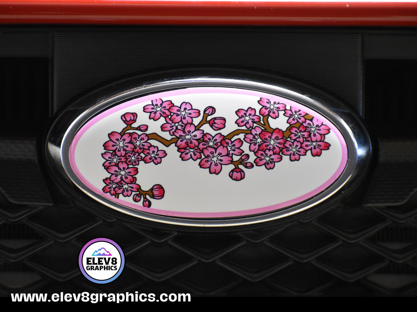 Emblem Overlay Set- FRONT & REAR OVERLAYS- For Subaru: Cherry Blossom Full Color Overlay - Two Color Options -  Fits Multiple Models