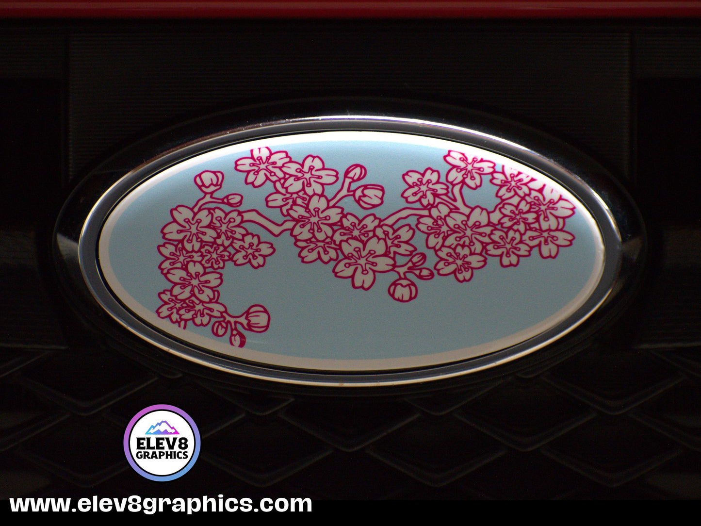 Emblem Overlay Set for Subaru: Cherry Blossom Magenta Outline Overlay - Two Color Options -  Fits Multiple Models