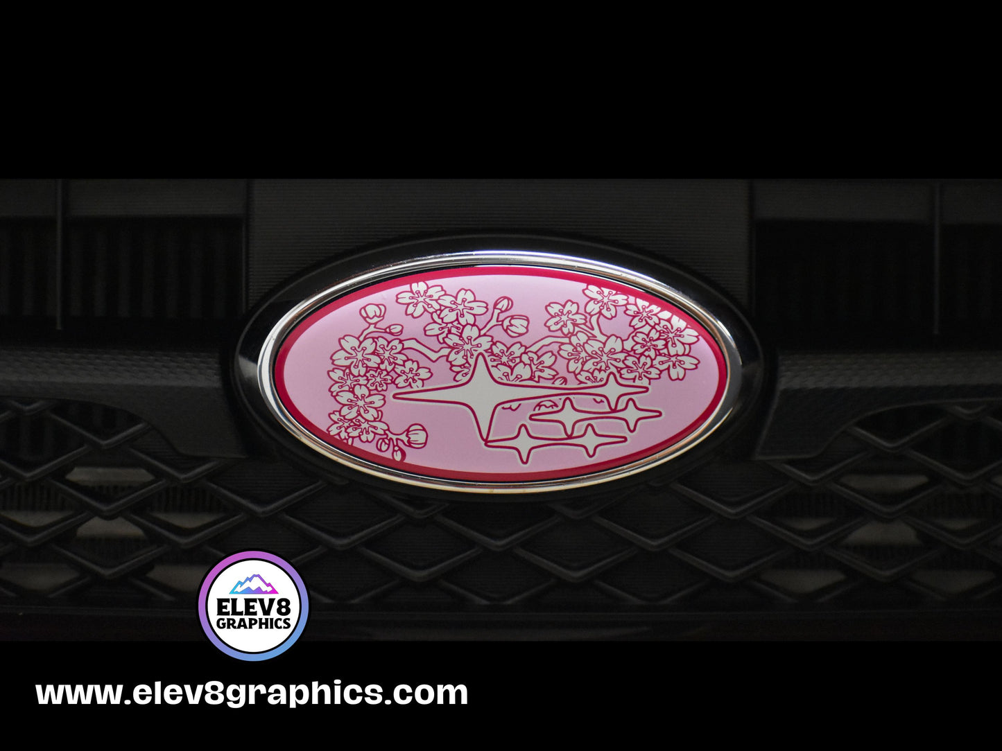 Emblem Overlay Set for Subaru: Cherry Blossom Magenta Outline Overlay - Two Color Options -  Fits Multiple Models