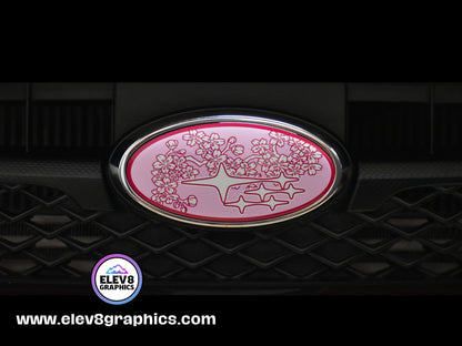 Emblem Overlay Set for Subaru: Cherry Blossom Magenta Outline Overlay - Two Color Options -  Fits Multiple Models