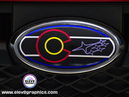 Emblem Overlay Set for Subaru: Colorado Flag Outline Design - Fits Multiple Models