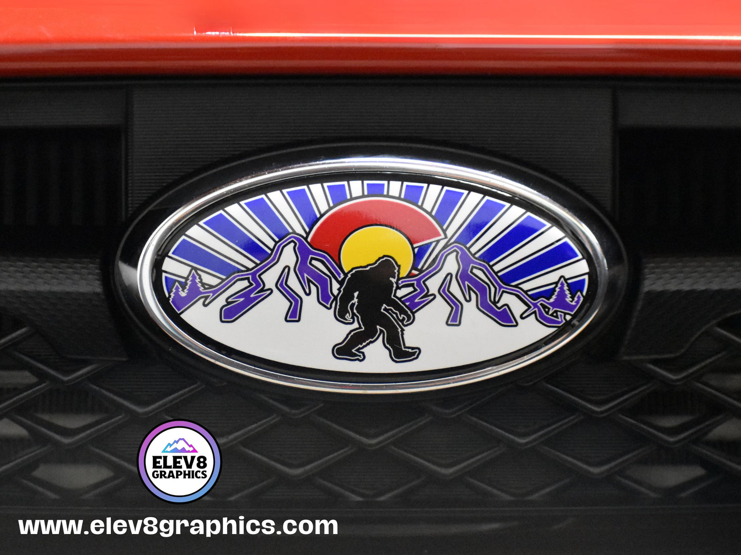 Single Emblem Overlay- FRONT OVERLAY ONLY- For Subaru: Colorado Sasquatch Design - Fits Multiple Models