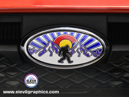 Single Emblem Overlay- FRONT OVERLAY ONLY- For Subaru: Colorado Sasquatch Design - Fits Multiple Models