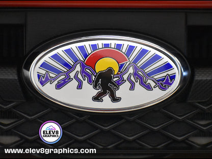 Single Emblem Overlay- FRONT OVERLAY ONLY- For Subaru: Colorado Sasquatch Design - Fits Multiple Models