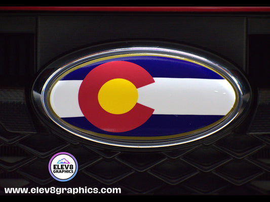 Emblem Overlay Set | Colorado Flag | Bronze Border |  Fits Subaru