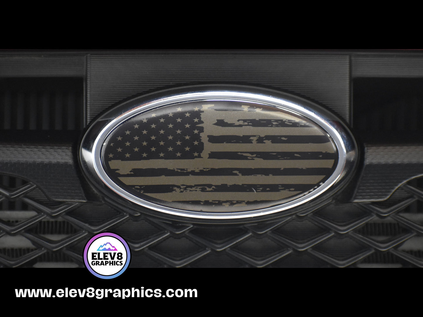 Emblem Overlay Set | Distressed American Flag Design | Black & Gray |  Fits Subaru