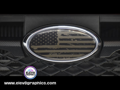 Emblem Overlay Set | Distressed American Flag Design | Black & Gray |  Fits Subaru
