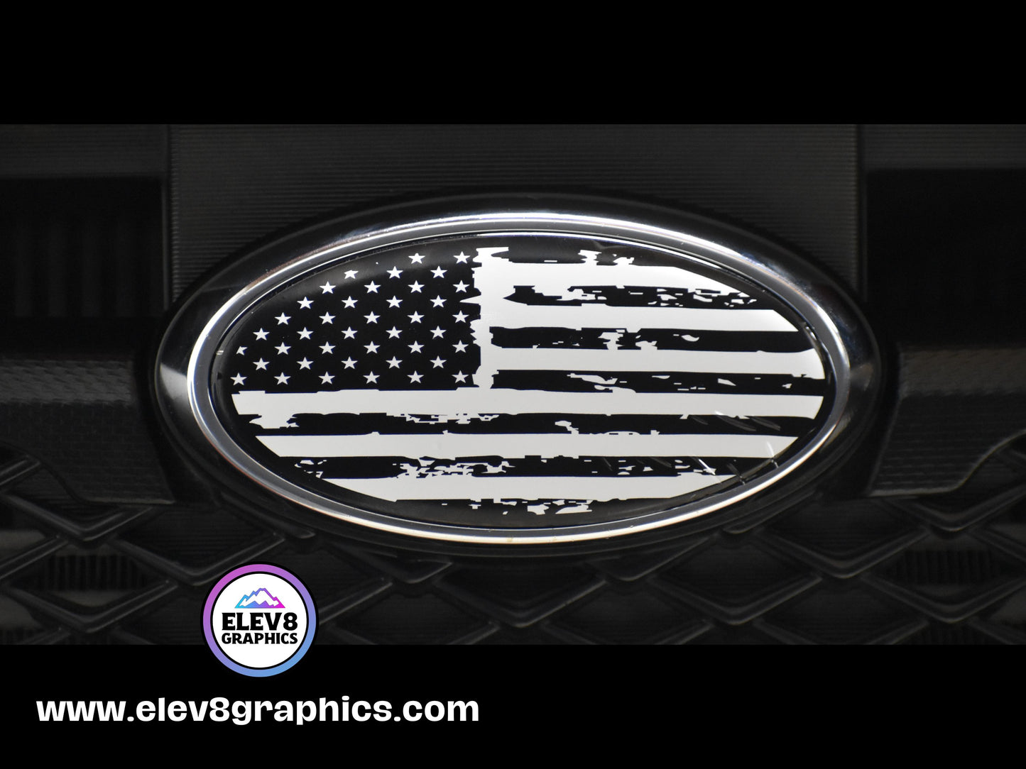 Emblem Overlay Set | Distressed American Flag Design | Black & White |  Fits Subaru