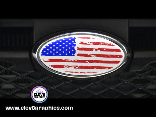 Emblem Overlay Set | Distressed American Flag Design | Red, White & Blue |  Fits Subaru