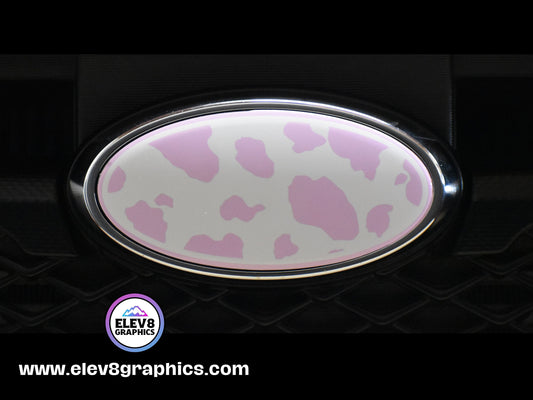 Emblem Overlay Set | Cow Print | Light Pink |   Fits Subaru