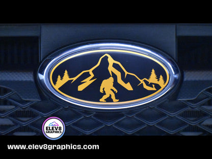 Single Emblem Overlay for Subaru: Mountain Sasquatch Design - Fits Multiple Models - Multiple Colors