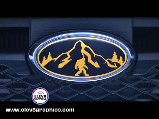 Single Emblem Overlay for Subaru: Mountain Sasquatch Design - Fits Multiple Models - Multiple Colors