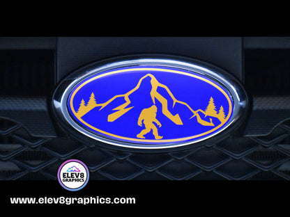 Single Emblem Overlay for Subaru: Mountain Sasquatch Design - Fits Multiple Models - Multiple Colors