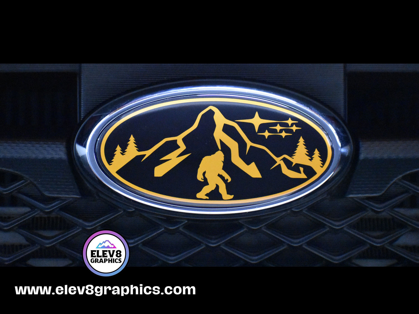 Single Emblem Overlay for Subaru: Mountain Sasquatch Design - Fits Multiple Models - Multiple Colors