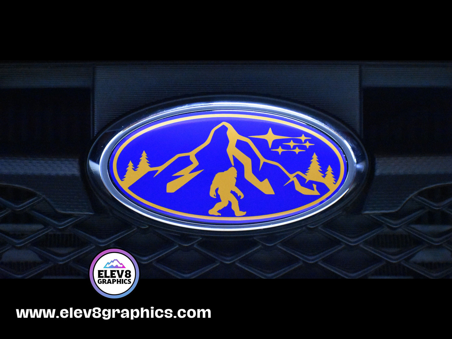 Single Emblem Overlay for Subaru: Mountain Sasquatch Design - Fits Multiple Models - Multiple Colors