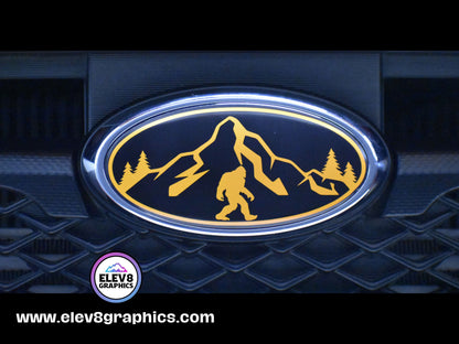 Emblem Overlay Set | Mountain Sasquatch | Black/Golden Yellow |  Fits Subaru