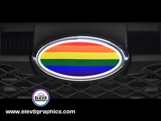 Single Emblem Overlay for Subaru: Pride Flag Design - Fits Multiple Models- Two Color Options