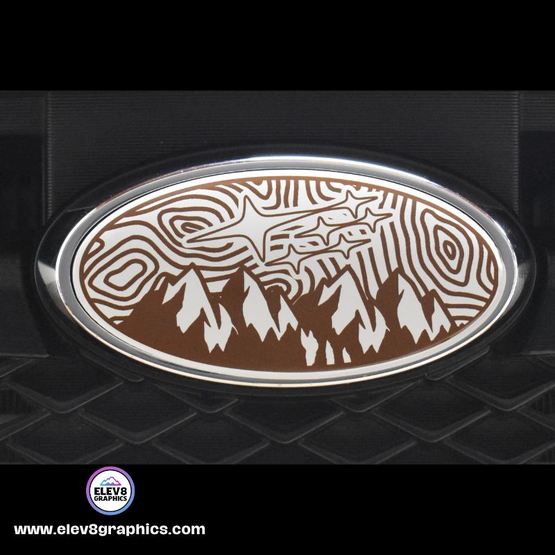 Emblem Overlay Set Fits Subaru: Mountain Topography Design - Fits Multiple Models