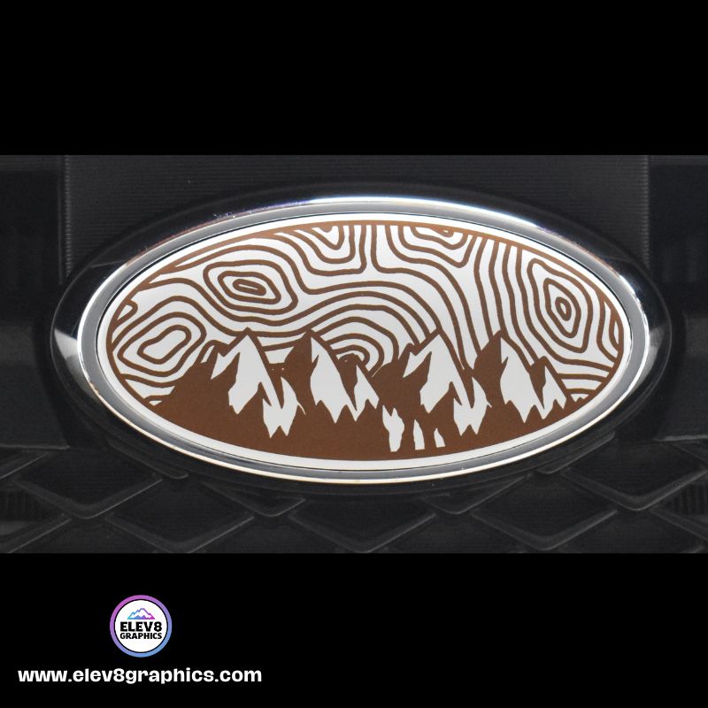 Emblem Overlay Set | Mountain Topo | White/Bronze |  Fits Subaru
