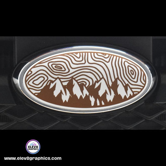 Emblem Overlay Set | Mountain Topo | White/Bronze |  Fits Subaru